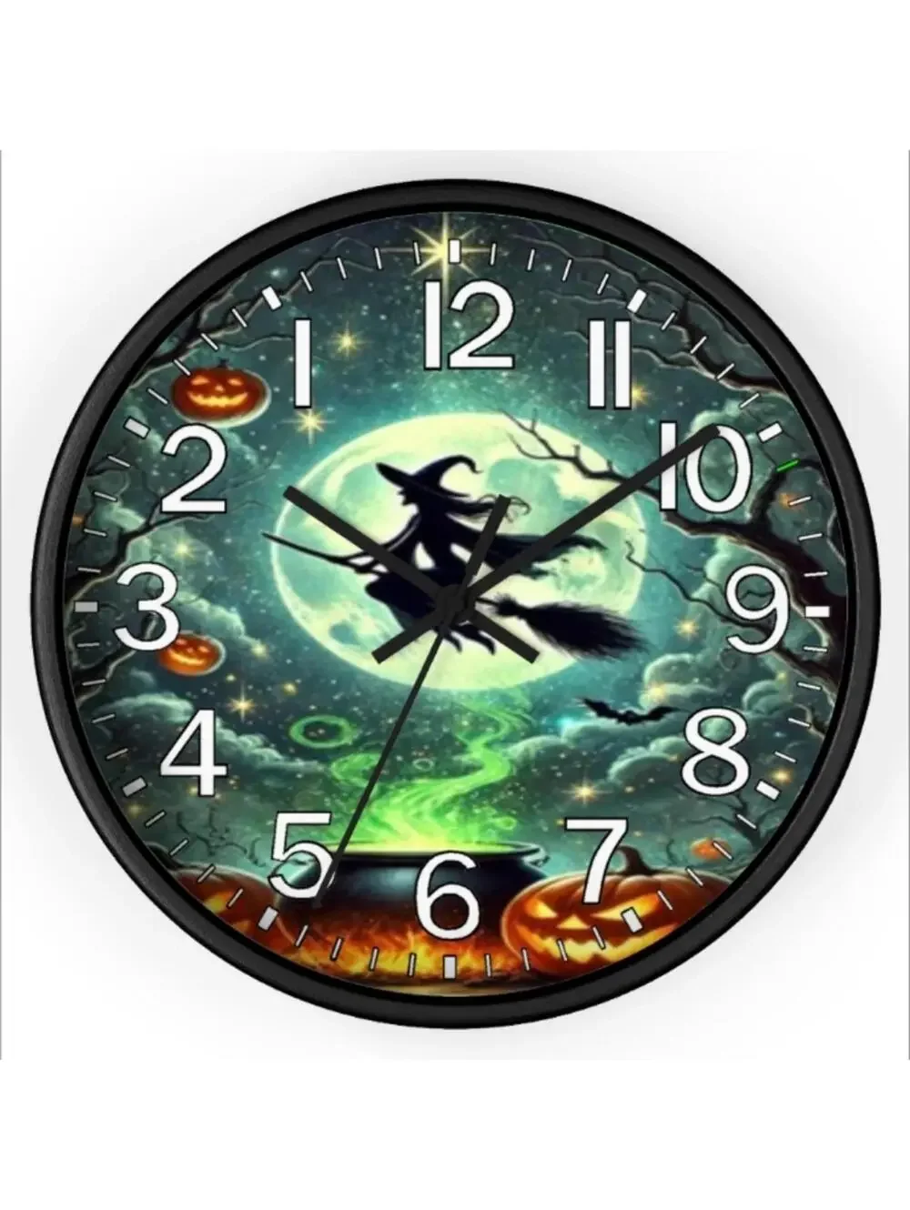 REVERSE TICKING CLOCK  Halloween Glow In The Dark Wall Clock New!